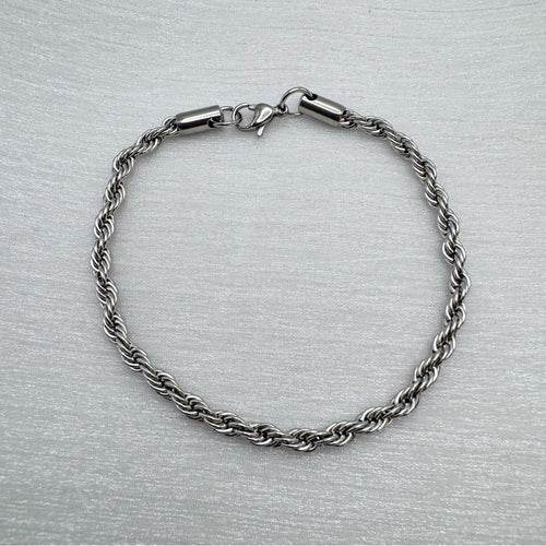 4mm Silver Rope Chain Bracelet