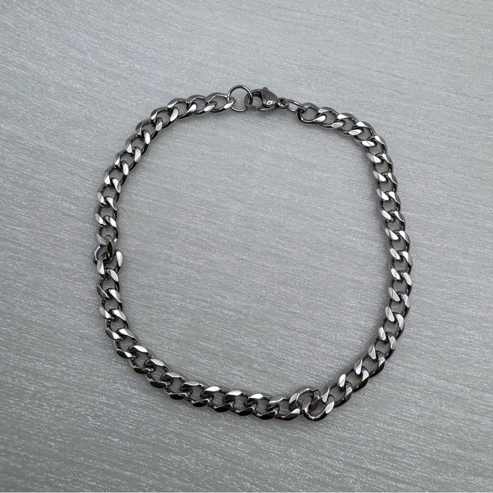 5mm Silver Cuban Link Chain Bracelet