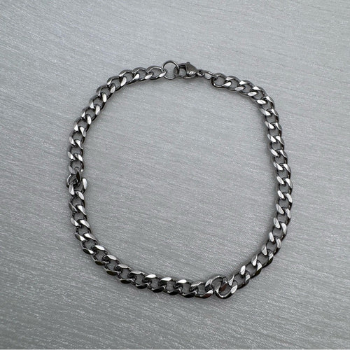 5mm Silver Cuban Link Chain Bracelet