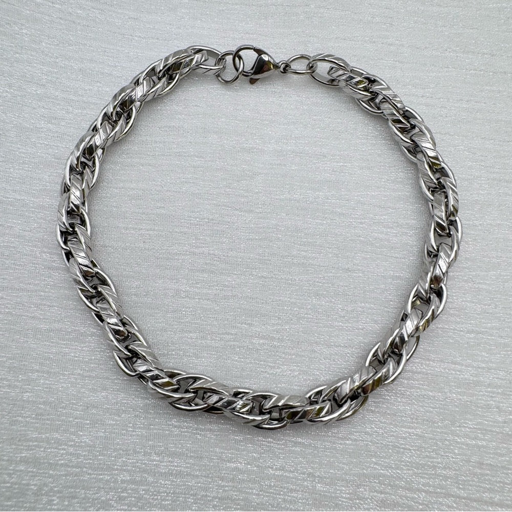 6mm Silver Rope Chain Bracelet
