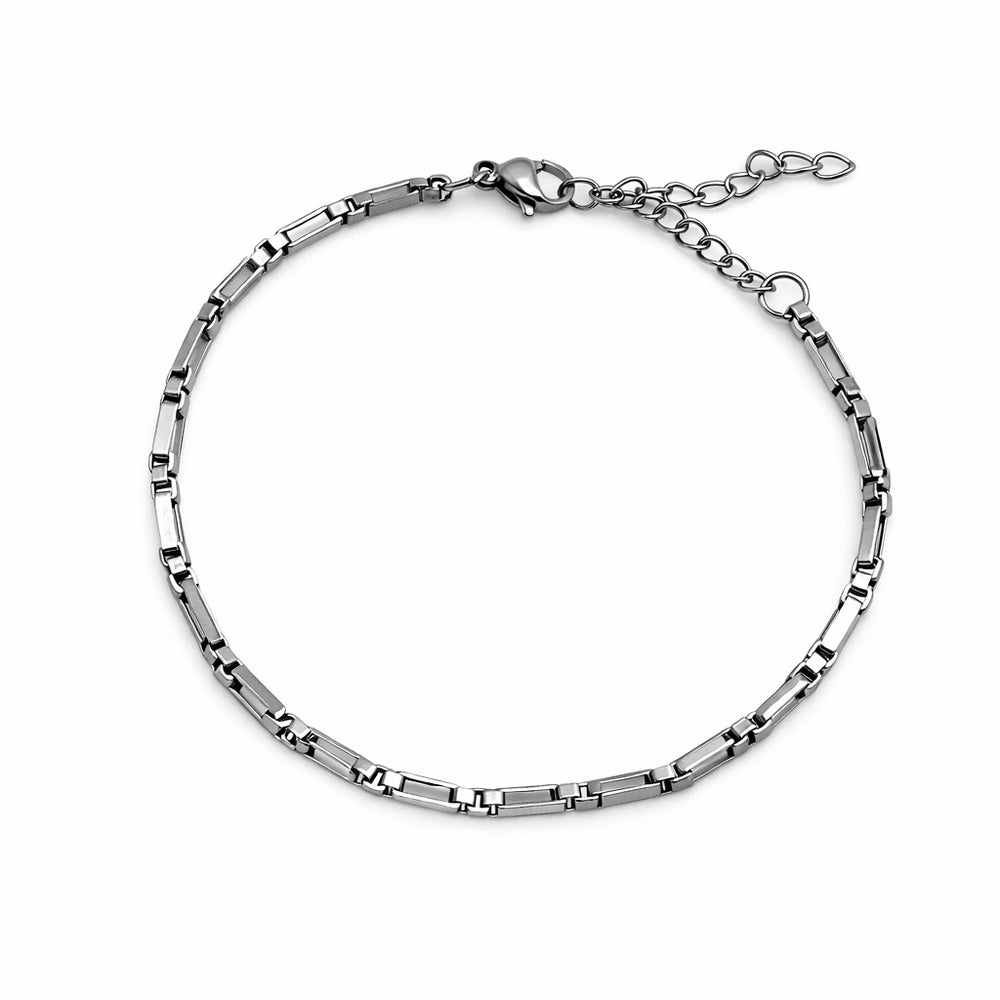 2mm Silver Rectangular Box Chain Bracelet
