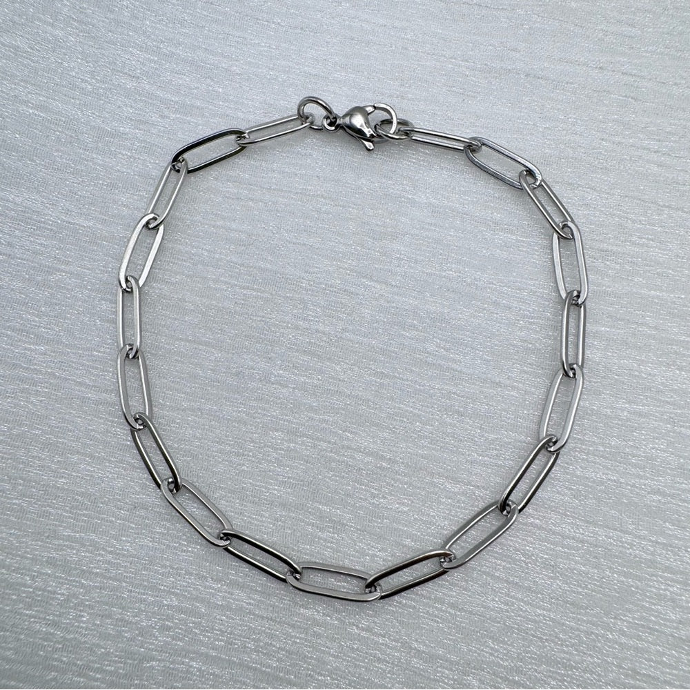 4mm Silver Paperclip Chain Bracelet