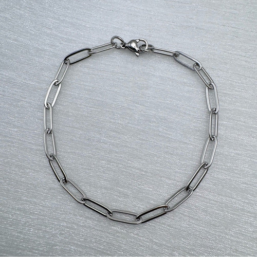 4mm Silver Paperclip Chain Bracelet