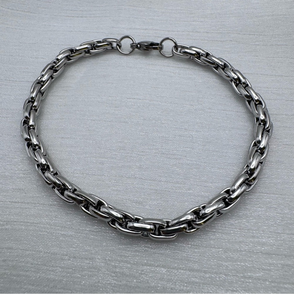 5mm Silver Cable Chain Bracelet