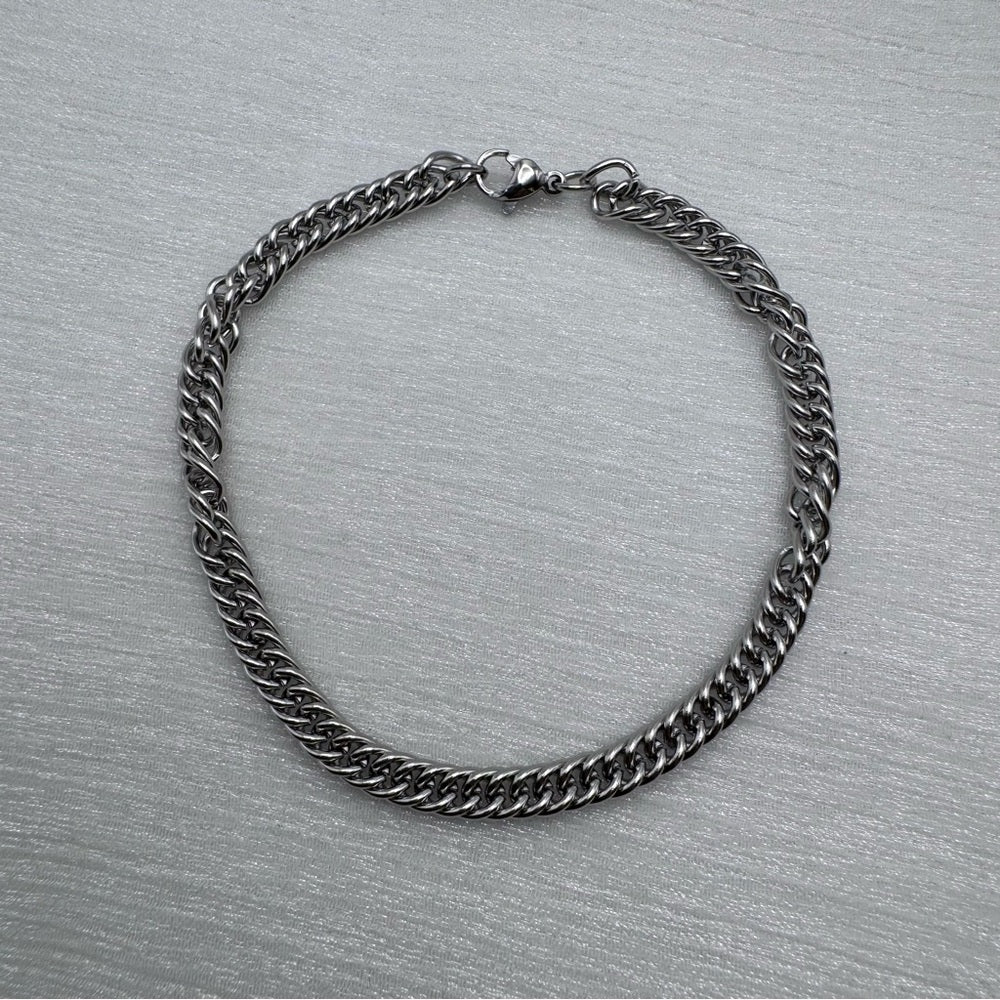 5mm Silver Double Cuban Chain Bracelet