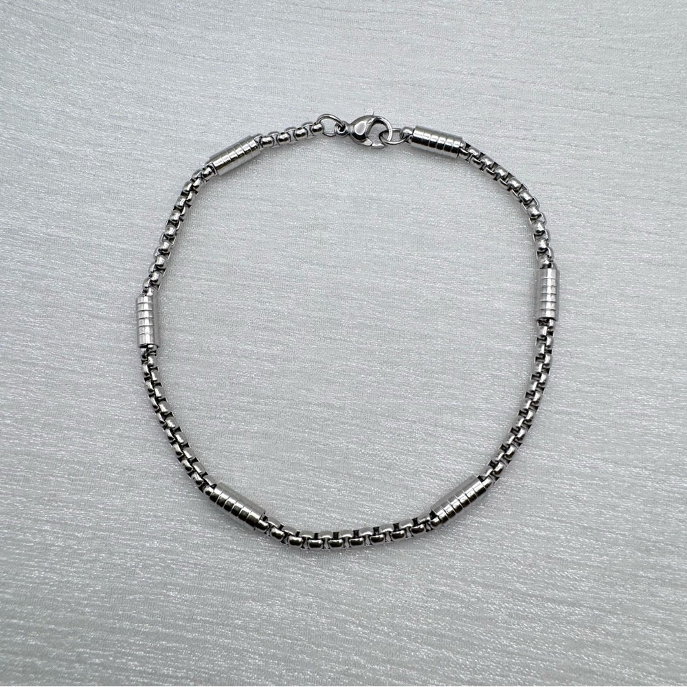 3.5mm Silver Box Chain Bracelet