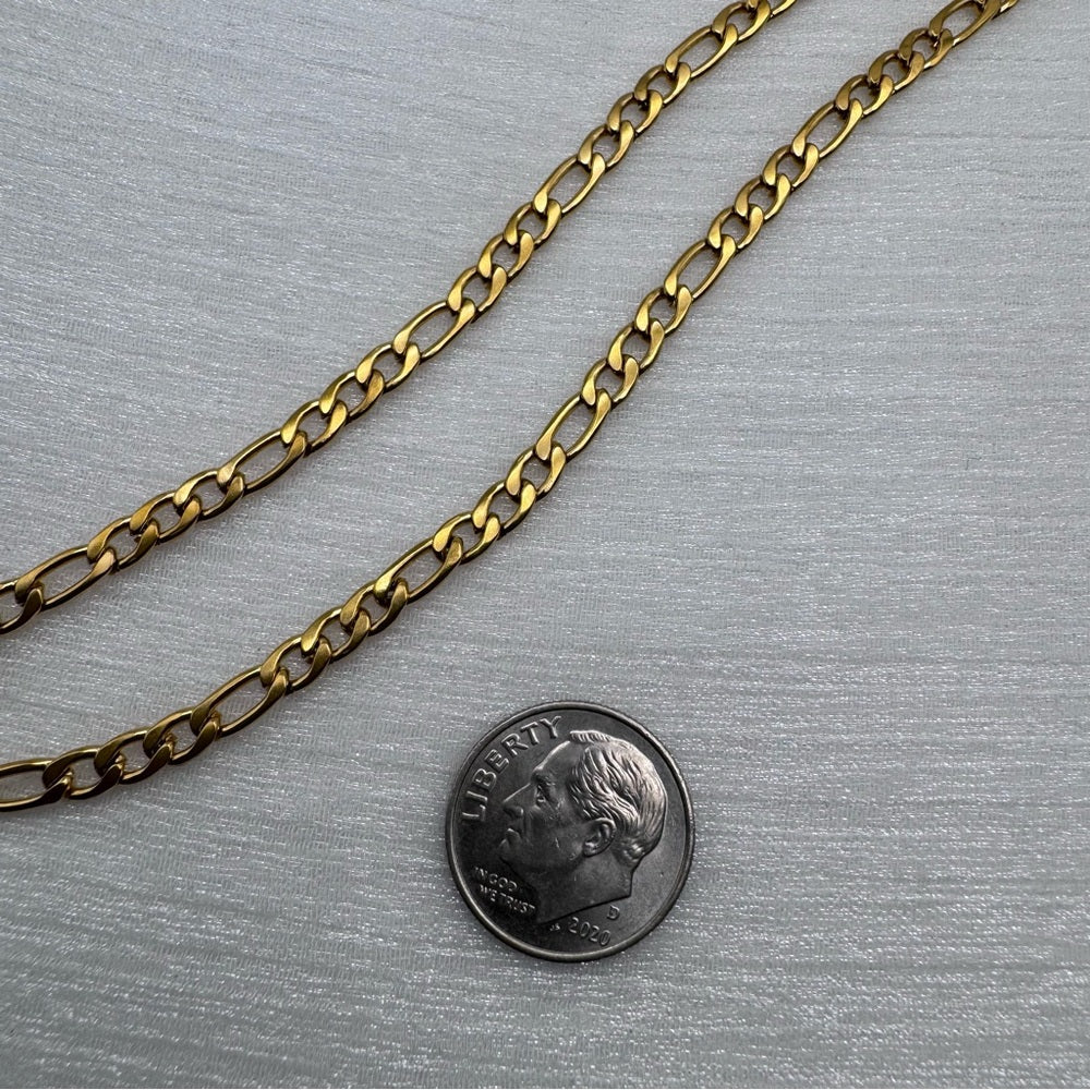 3.5mm Gold Stainless Steel Figaro Link Chain
