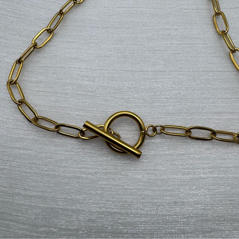 4mm Gold Stainless Steel Paperclip Link with Toggle Chain