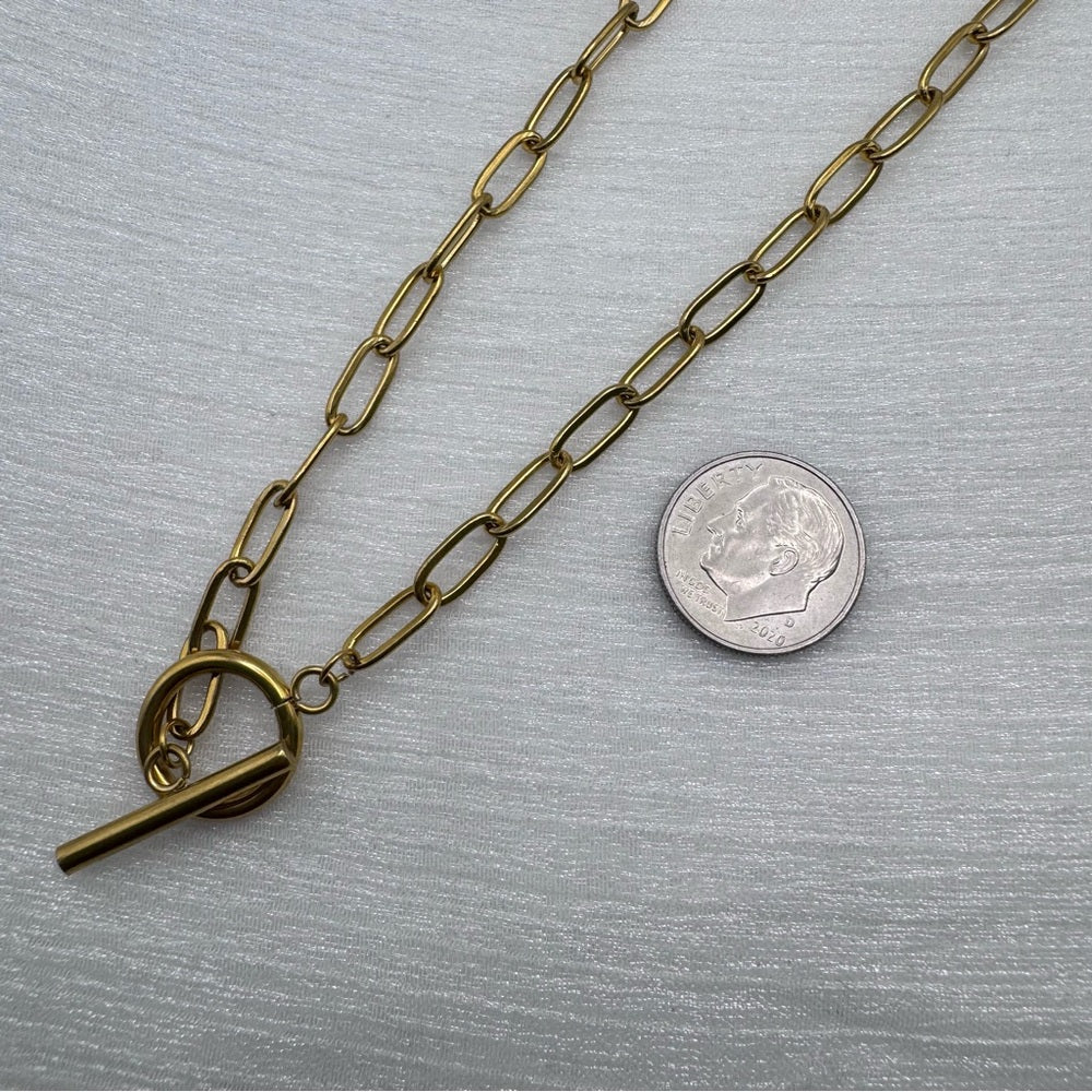 4mm Gold Stainless Steel Paperclip Link with Toggle Chain
