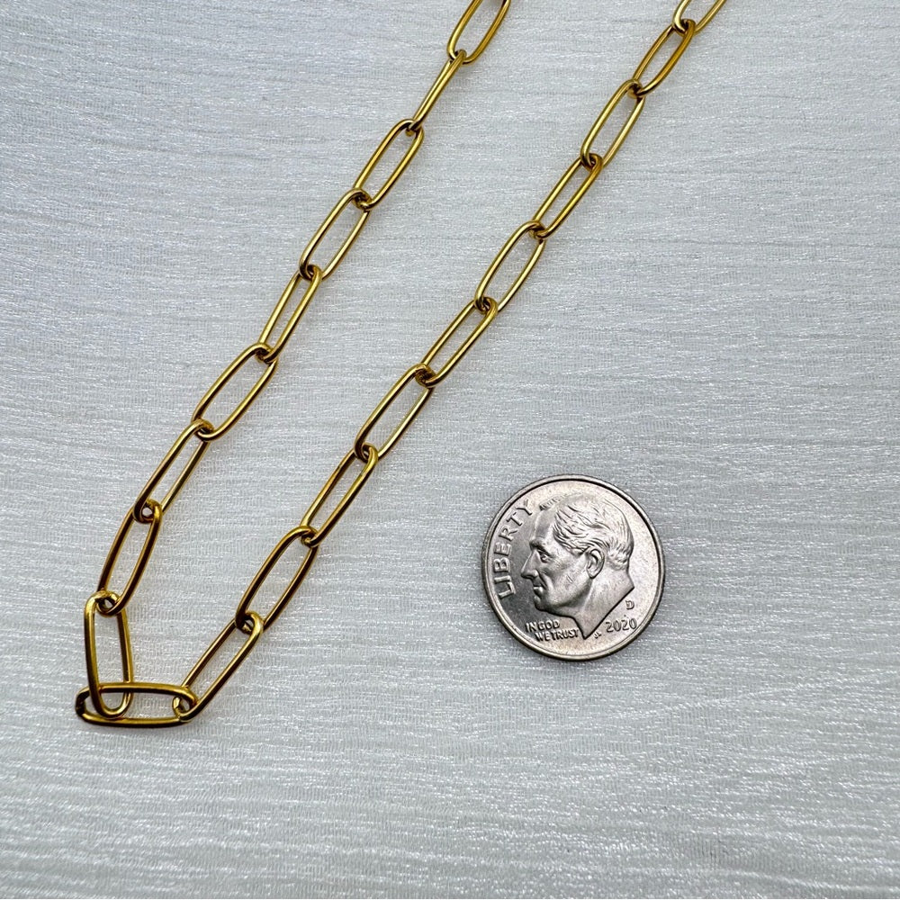 4.5mm Gold Stainless Steel Paperclip Link Chain