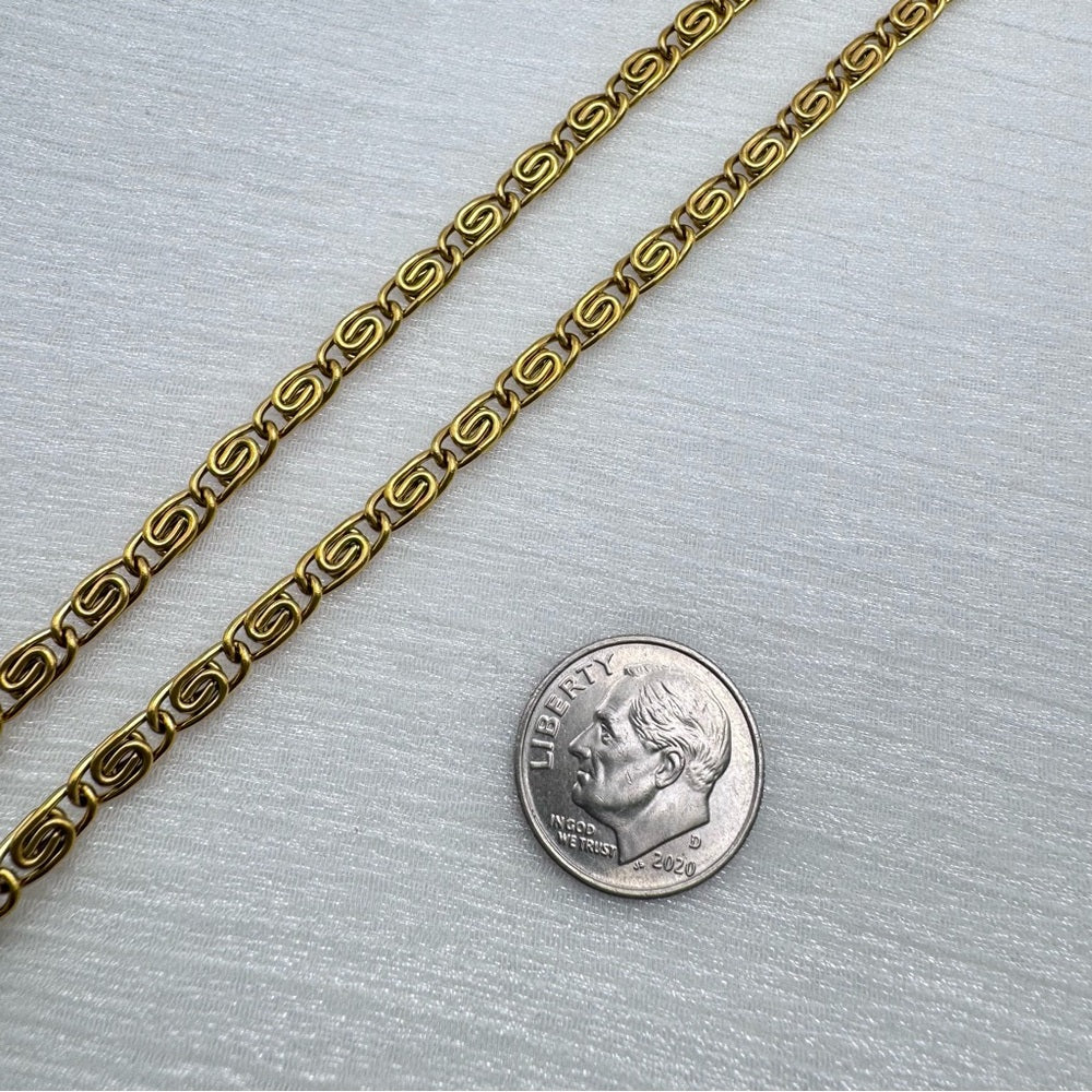 3.5mm Gold Stainless Steel Snail Link Chain