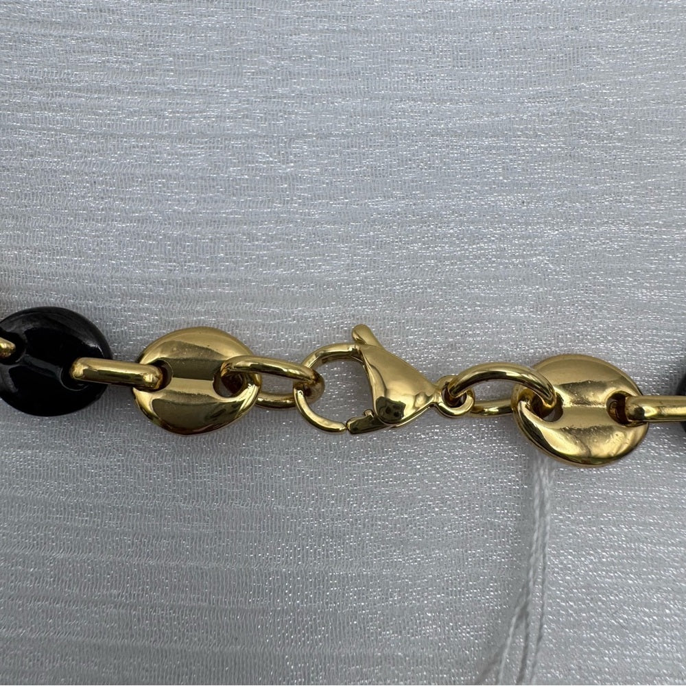9mm Gold & Black ButtonLink Chain