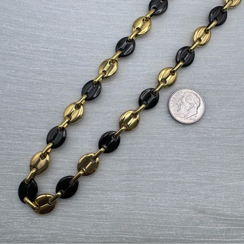 9mm Gold & Black ButtonLink Chain