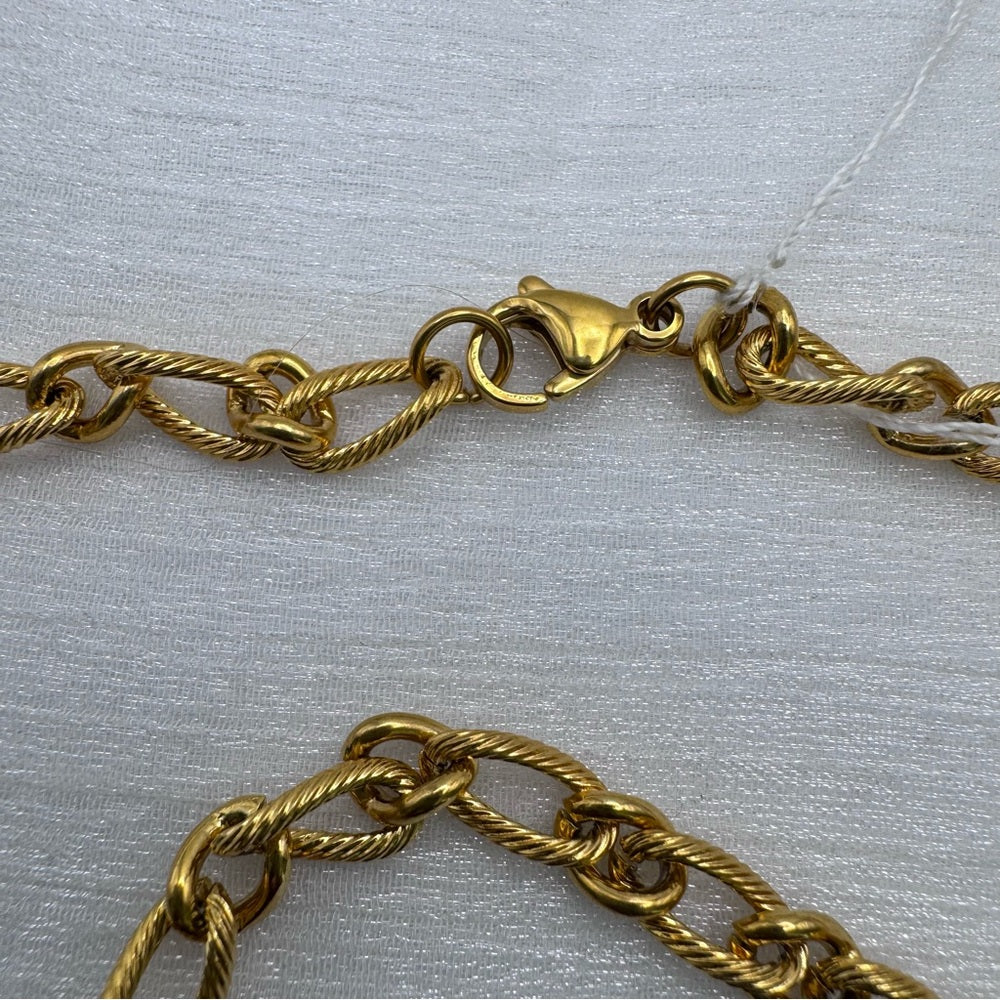 6mm Gold Stainless Steel Textured Oval Link Chain
