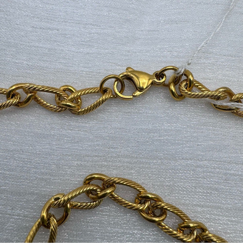 6mm Gold Stainless Steel Textured Oval Link Chain