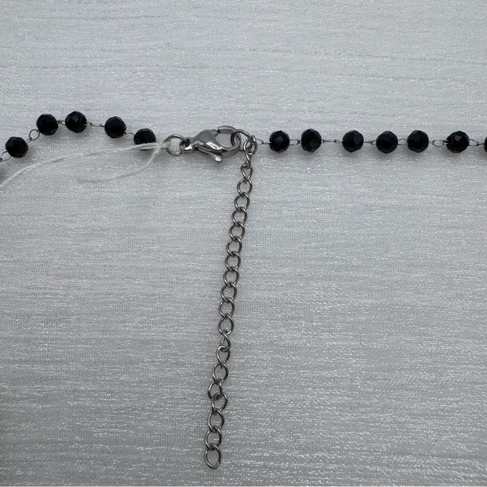 3.5mm Silver & Black Beaded Ball Link Chain
