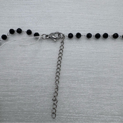 3.5mm | Silver & Black | Beaded Ball Link Chain