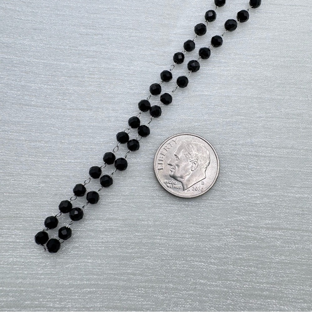 3.5mm Silver & Black Beaded Ball Link Chain