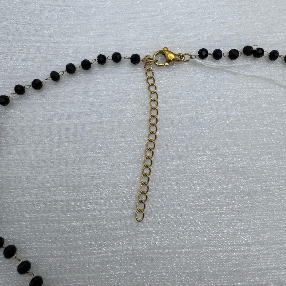 3.5mm Gold & Black Beaded Ball Link Chain