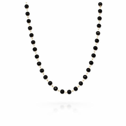 3.5mm | Gold & Black | Beaded Ball Link Chain