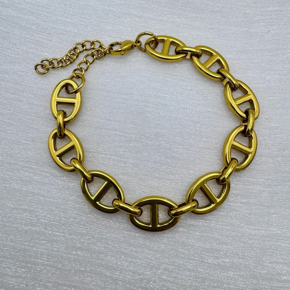 10mm Gold Mariner Link Bracelet