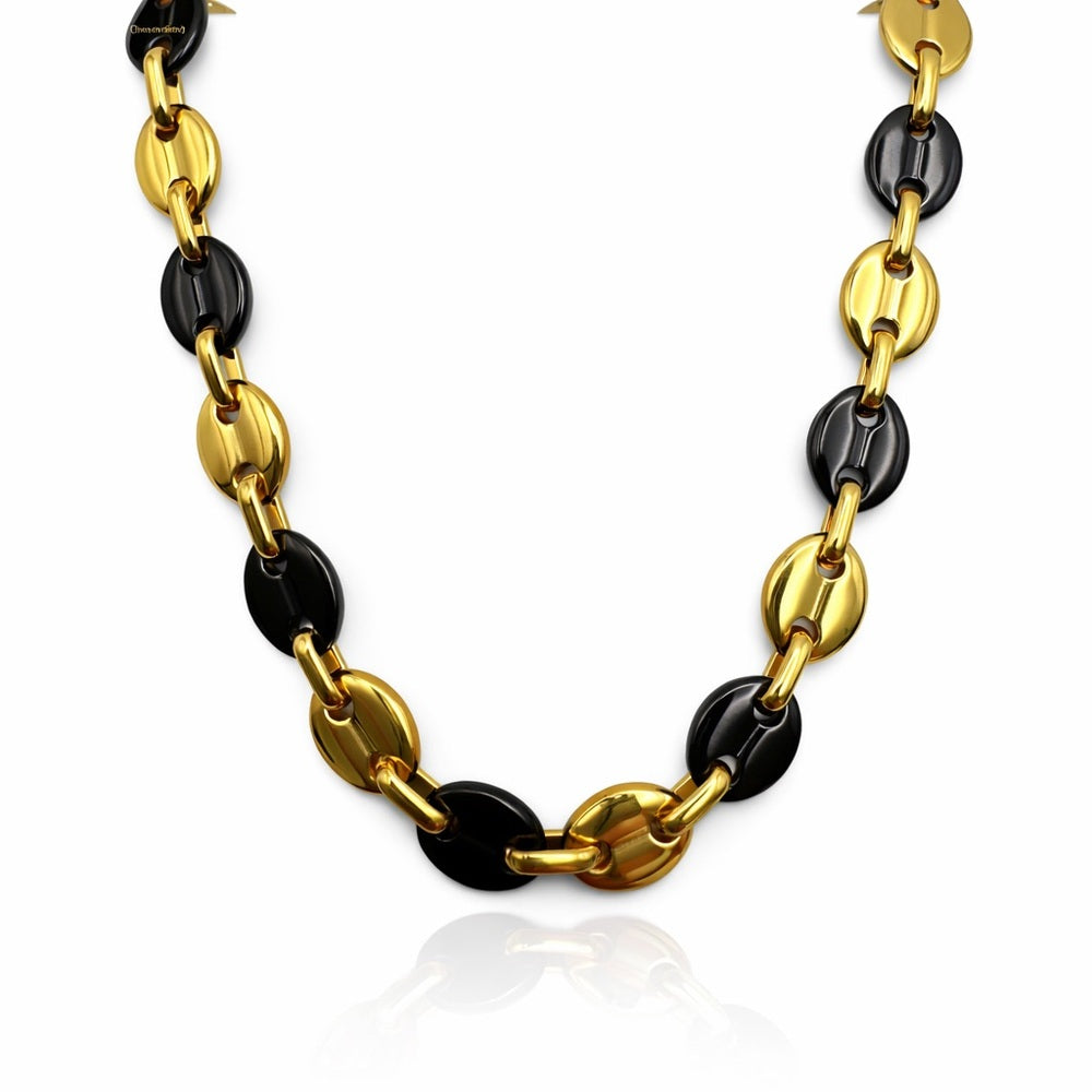 9mm Gold & Black ButtonLink Chain