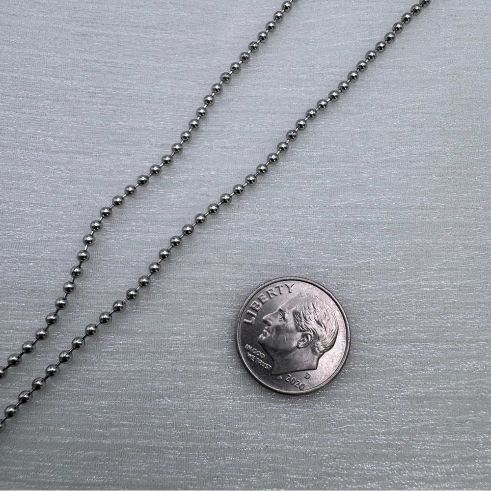 2mm Silver Beaded Ball Link Chain