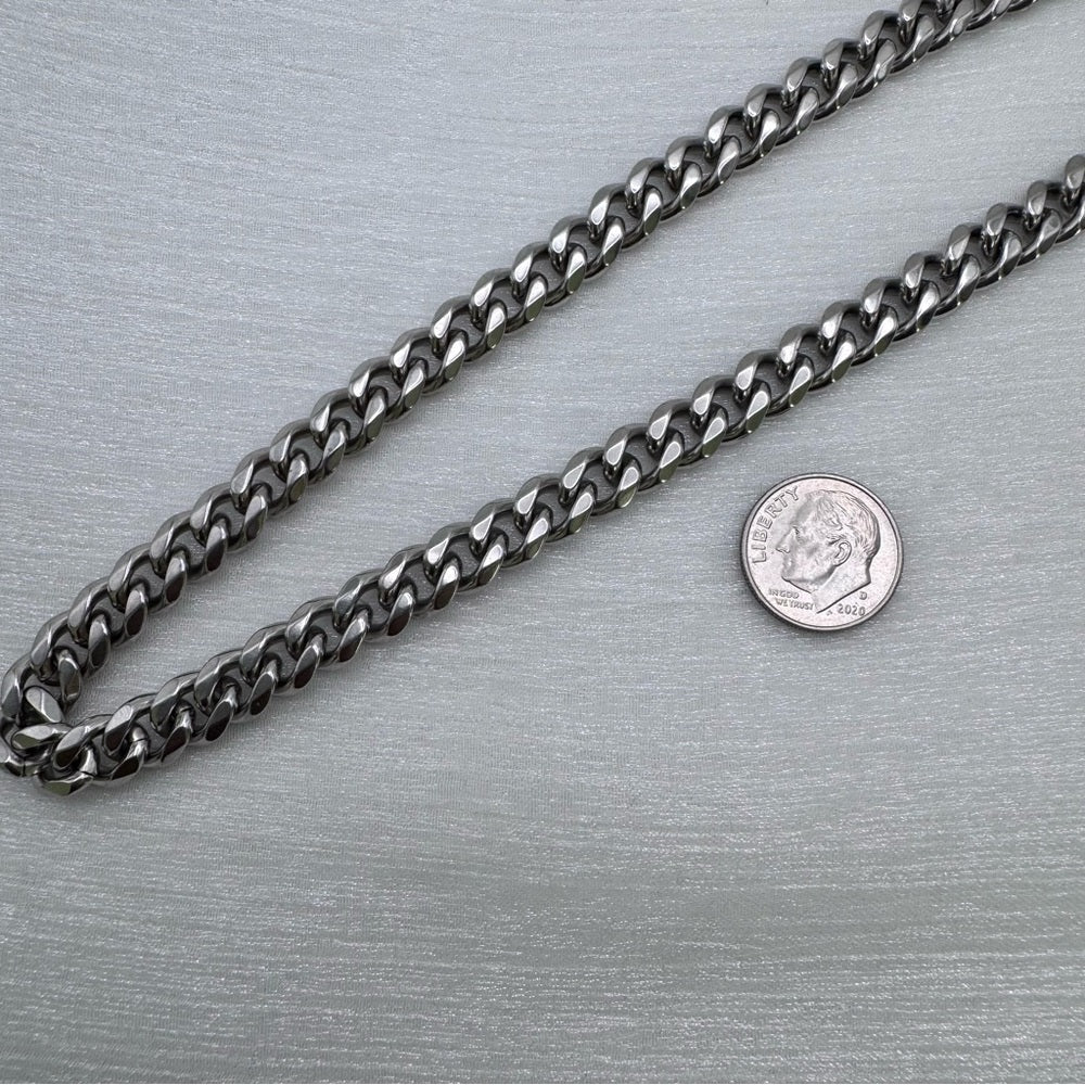 8mm Silver Cuban Link Chain