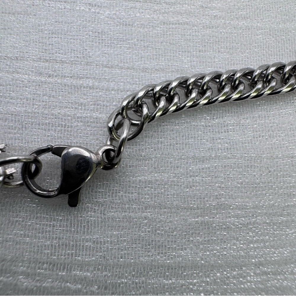 3.8mm Silver Stainless Steel Double Curb Link Chain