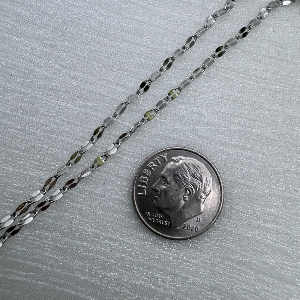 2mm Silver Marquise Link Chain