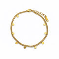 2mm Gold Curb Chain with Square Charms Bracelet
