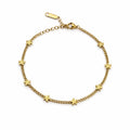 2mm Gold Curb Chain with Flower Charms Bracelet