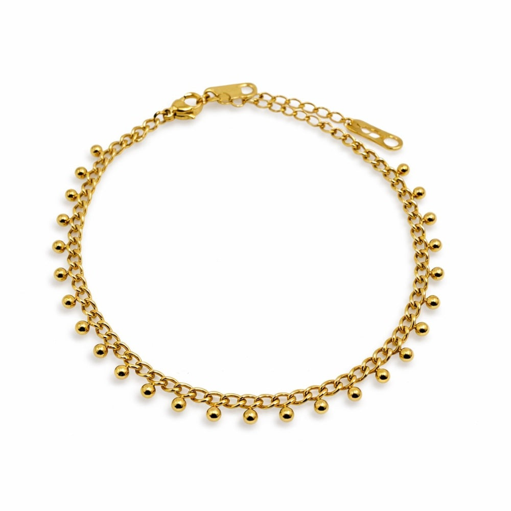 5mm Gold Curb Chain with Ball Charms Bracelet