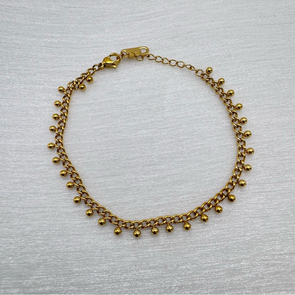 5mm Gold Curb Chain with Ball Charms Bracelet