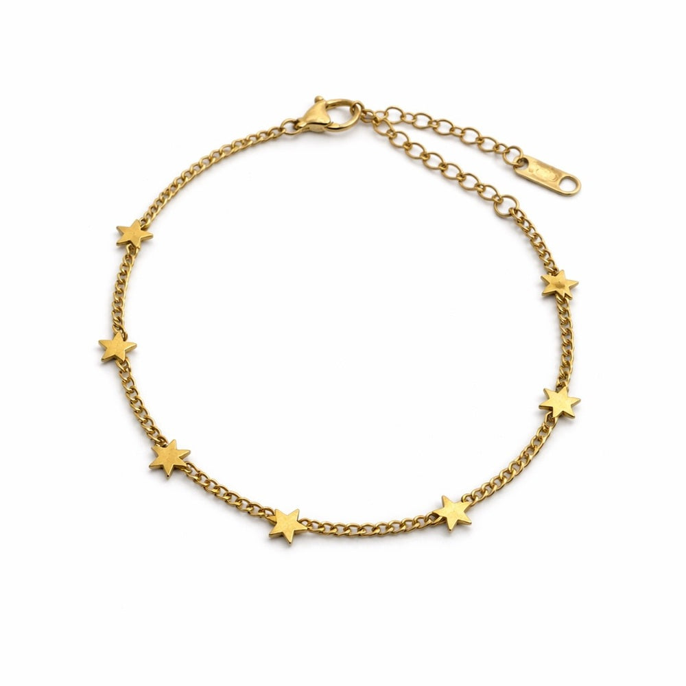 1.1mm Gold Snake Chain with Beads Bracelet