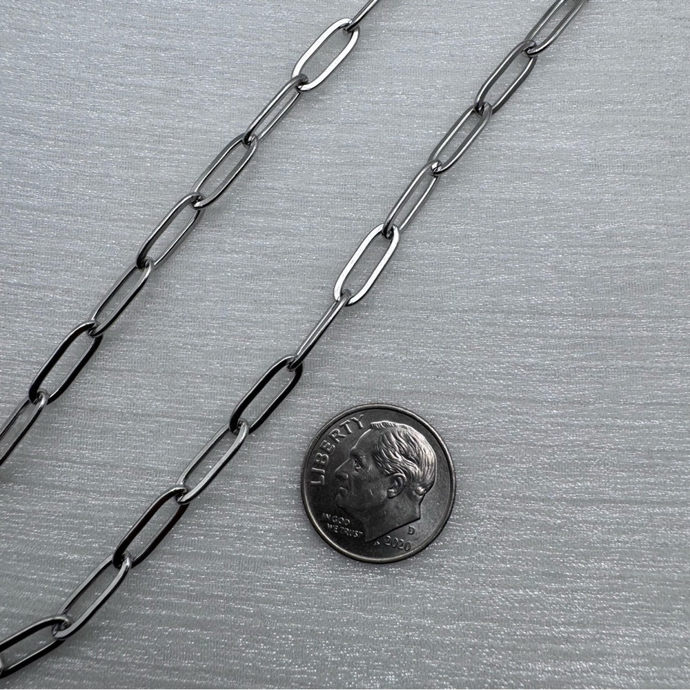 4.5mm Silver Stainless Steel Paperclip Chain