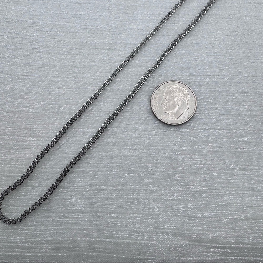 1.8mm Silver Rock Chain Necklace