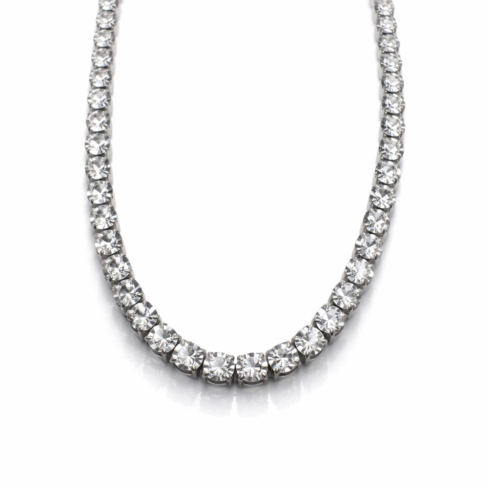 3mm Silver Crystal Tennis Necklace