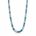 3mm Silver Blue & White Crystal Tennis Necklace