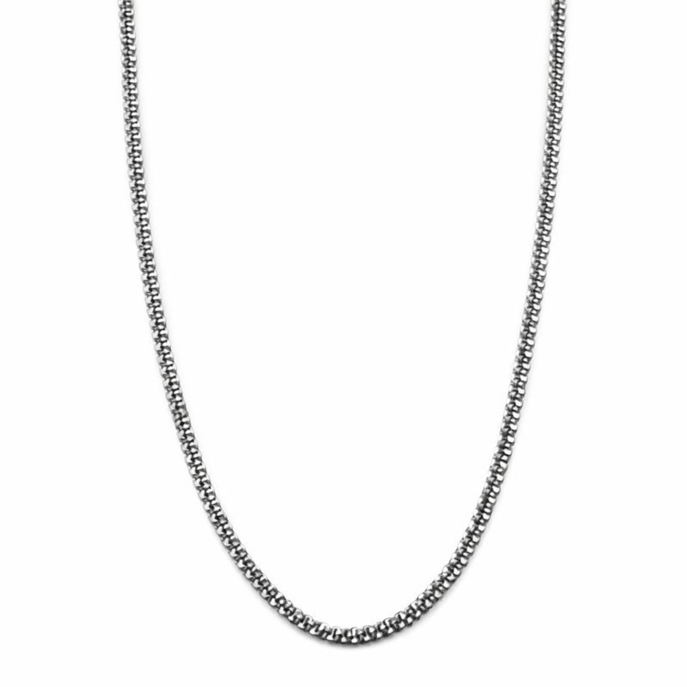 1.8mm Silver Rock Chain Necklace
