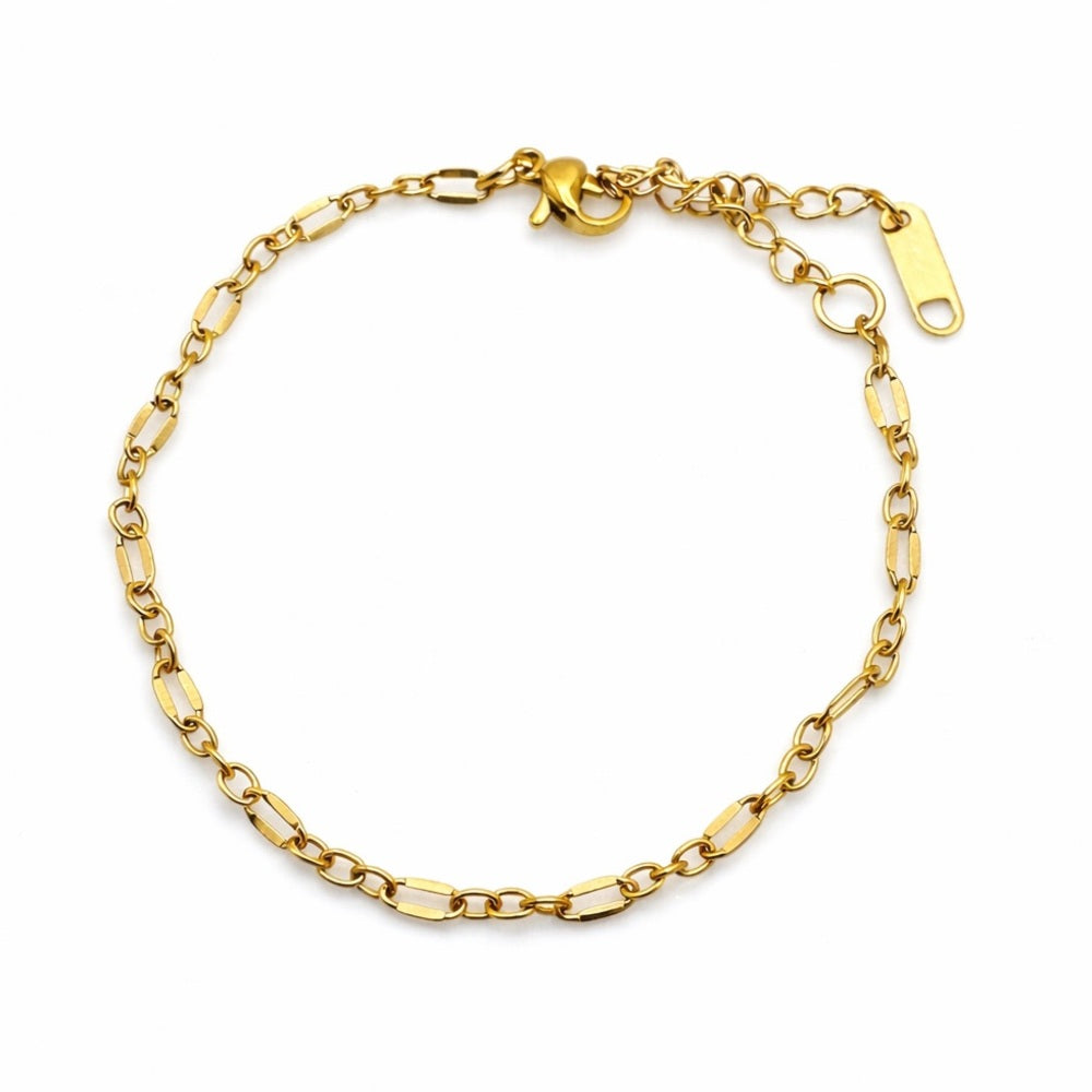 2mm Gold Crimp Paperclip Bracelet
