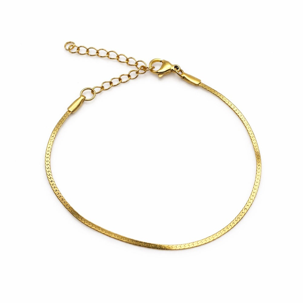 2mm Gold Flat Weave Chain Bracelet