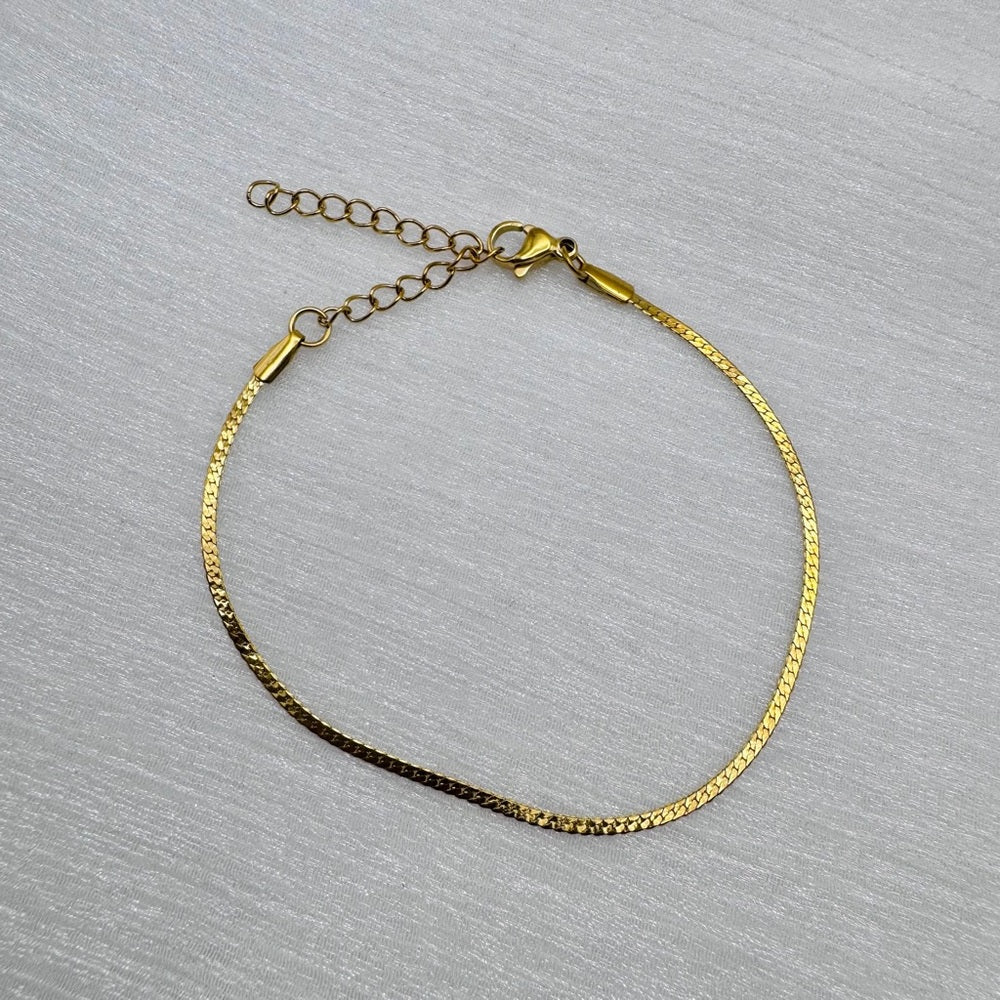 2mm Gold Flat Weave Chain Bracelet