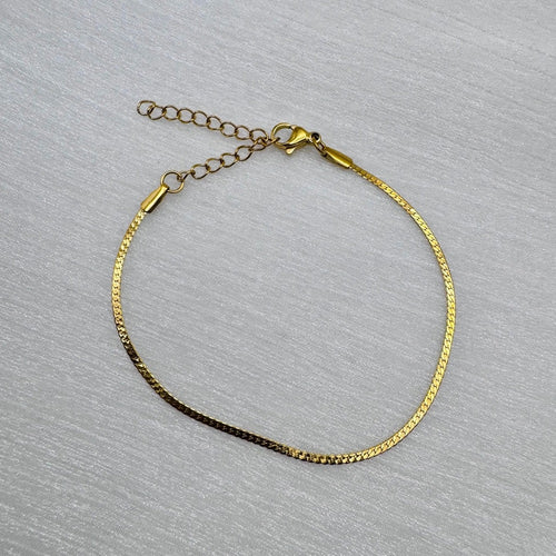 2mm Gold Flat Weave Chain Bracelet