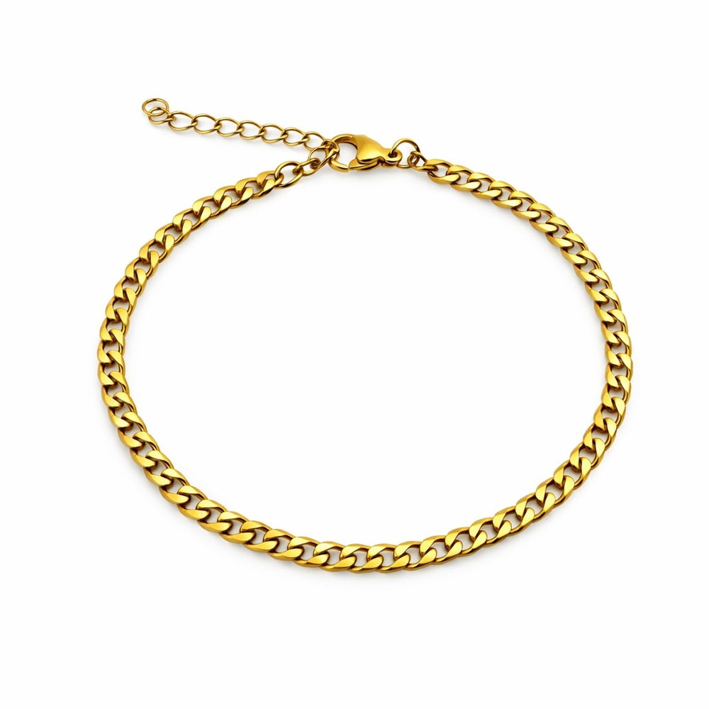 3mm Gold Curb Link Chain Bracelet