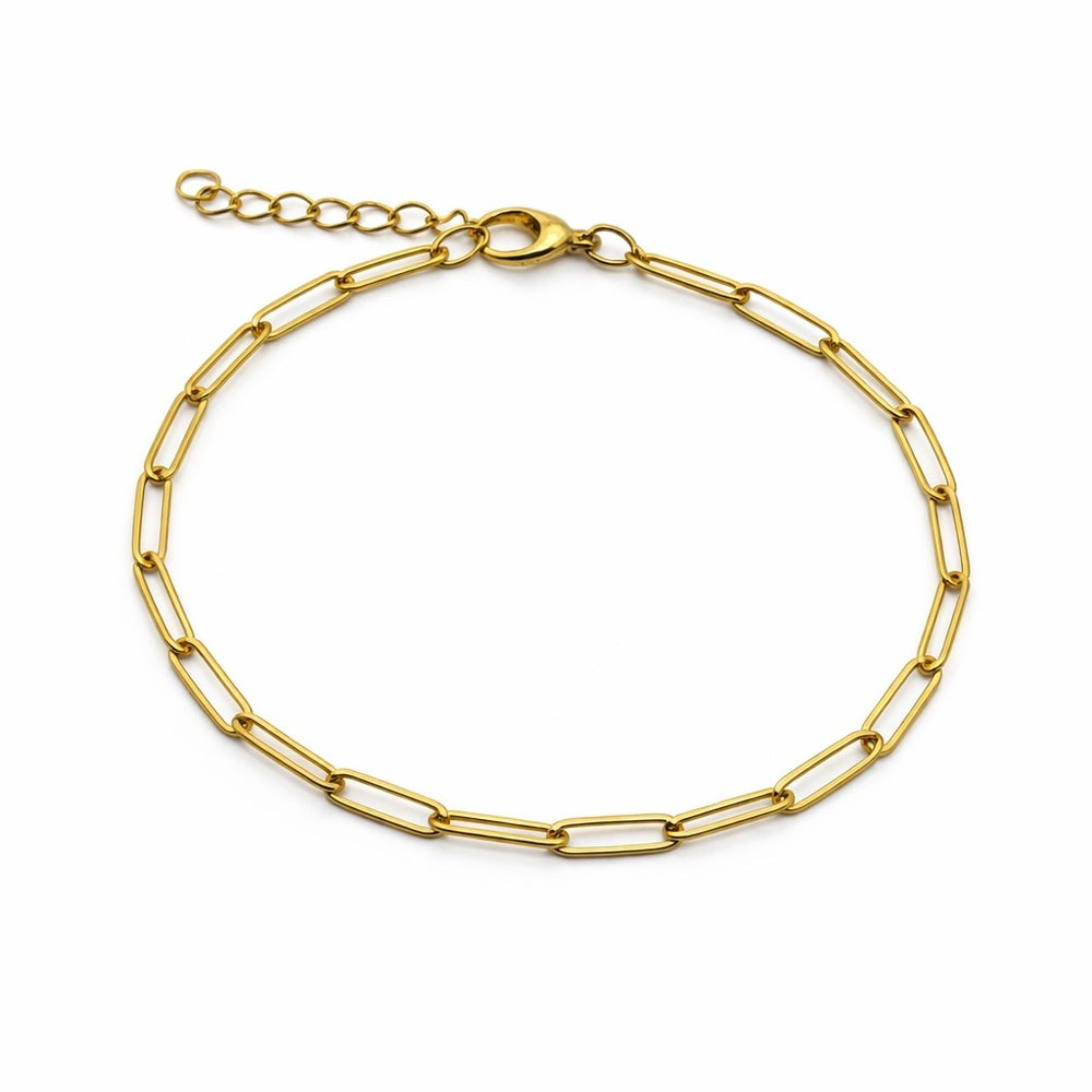 3mm Gold Paperclip Chain Bracelet