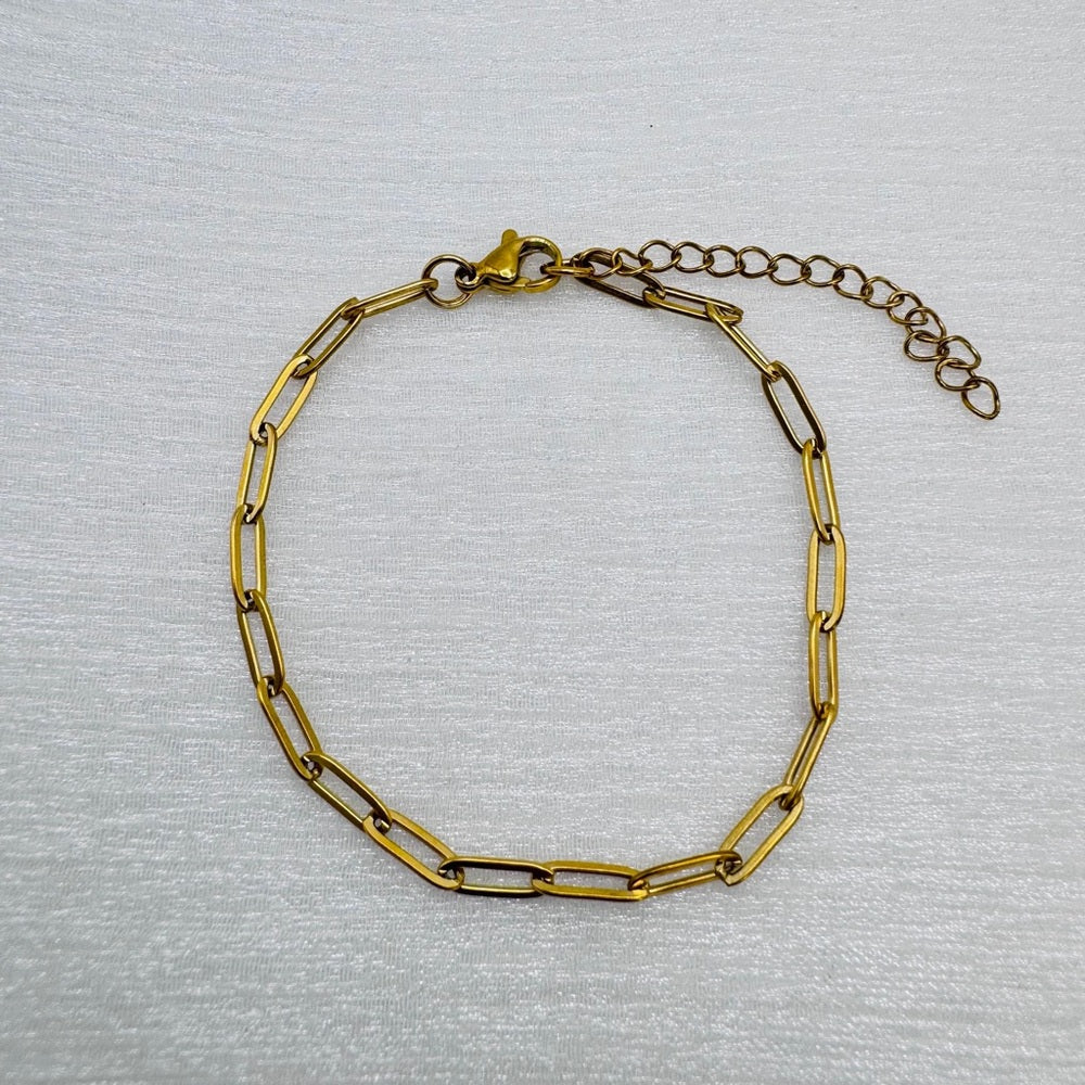 3mm Gold Paperclip Chain Bracelet