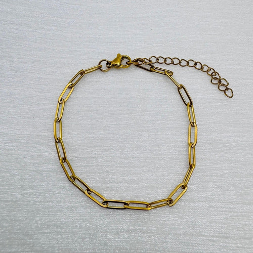 3mm Gold Paperclip Chain Bracelet
