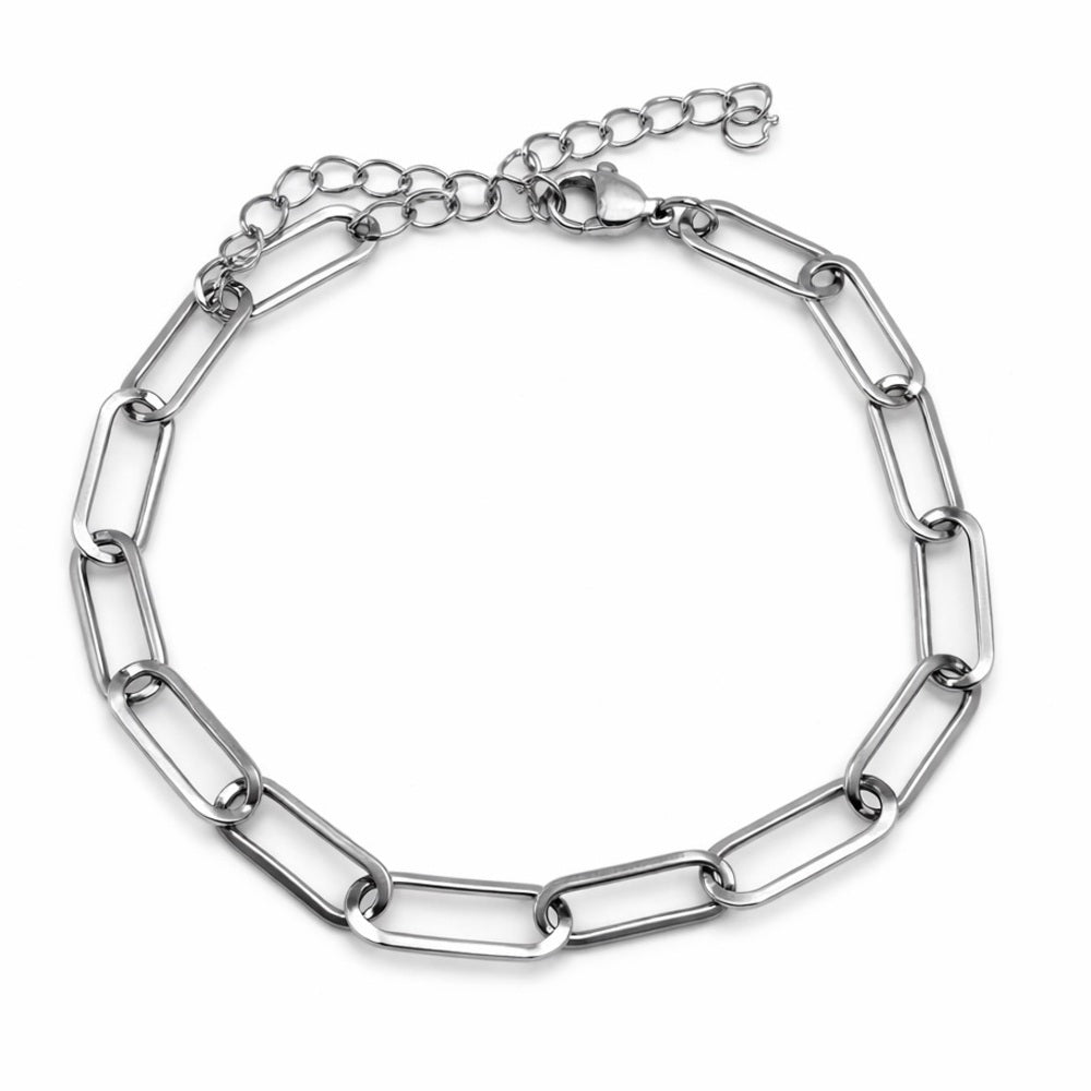 6.2mm Silver Paperclip Chain Bracelet