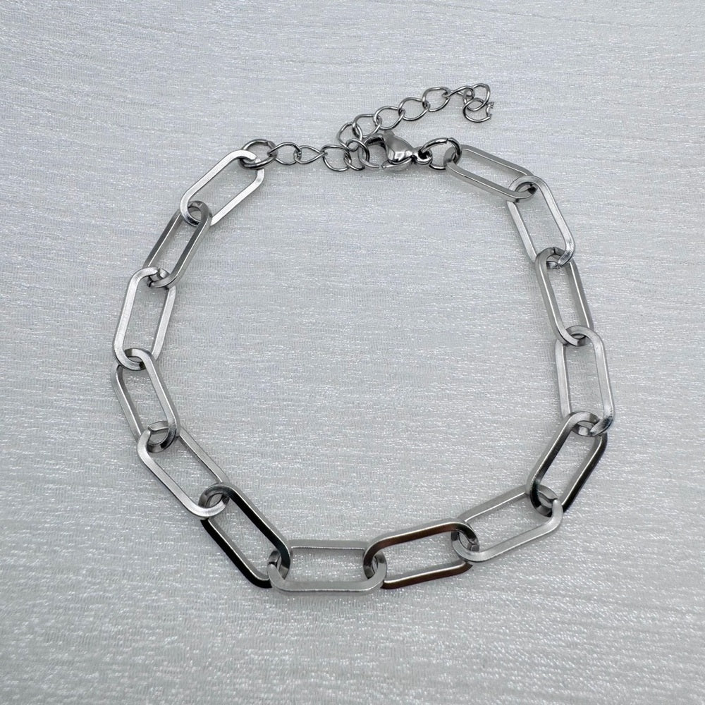 6.2mm Silver Paperclip Chain Bracelet